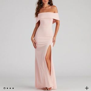 Brand neae Coralie Off Shoulder Front Slit Dress with tag